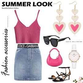 KINIVA Heart Earrings for Women,Trendy Heart Dangle Drop Earrings for Party Prom,Christmas Valentines Jewelry Gifts for Her (242 White + Pink)