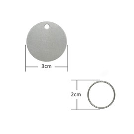 3cm Round Stamping Blanks Stainless Steel Blank Tags with Split Ring 25 Pack