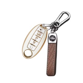 RPKEY Key Fob Cover for Altima Maxima: 5 Buttons Key Fob Shell Case Fit for 2013 to 2023 Nissan Murano Pathfinder Rogue Armada Sentra Versa X Trail Infiniti Q50 QX60 QX80 QX55 QX50 White Remote