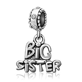 JMQJewelry Big Sister Charm Heart Love April White Birthday Birthstones Graduation 2024 Womens Beads Charms for Bracelet Wife Husband Jewelry