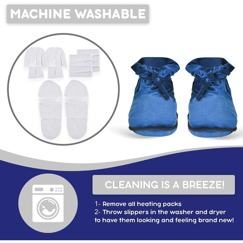 SUM Microwave Heated Therapy Slippers Blue–Warm Plush Comfort for Cold