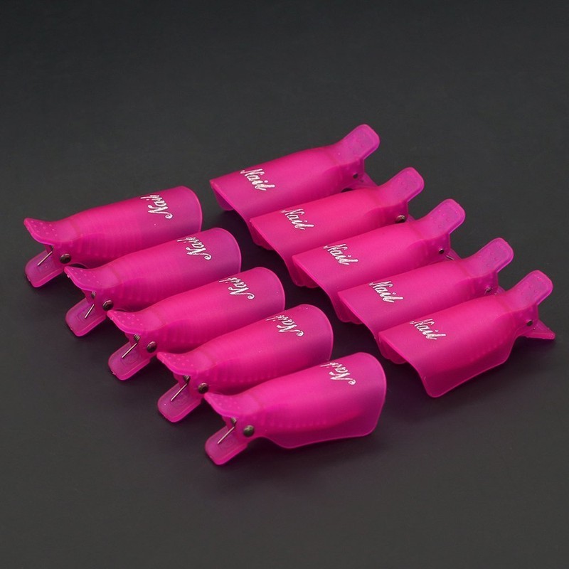 Useful 10Pcs Plastic Acrylic Nail Art Soak Off Clip Cap