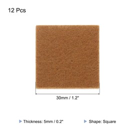 MECCANIXITY 12pcs Square Felt Furniture Pads, 1.2x1.2 Inch Small Felt Chair Leg Floor Protectors Prevent Scratches Self Adhesive for Furniture Hard Floor, Brown