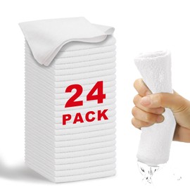 WEAWE - Paño de limpieza de microfibra, 24 piezas (13 x 13 pulgadas), serie 2100 ultra suaves y altamente absorbentes para limpieza, reutilizables y sin pelusas, toallas de limpieza para limpieza doméstica, lavar a máquina (blanco)