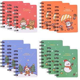YouYuer 12 Stück Mini Weihnachten Notizbücher für Mädchen,Weihnachten Klein Spiraltasche Notizbuch Spirale Winzige Notizbücher Lehrer Klassenzimmer Belohnung Versorgung für Jungen Mädchen