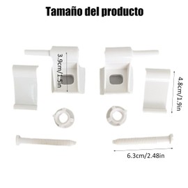 2 Bisagras de Asiento de Inodoro de Plástico Blanco,Bisagras de Asiento de Inodoro de Repuesto Con Tornillos,Kit de Reparación de Plástico Blanco Universal para Inodoros,Accesorios de Aseo