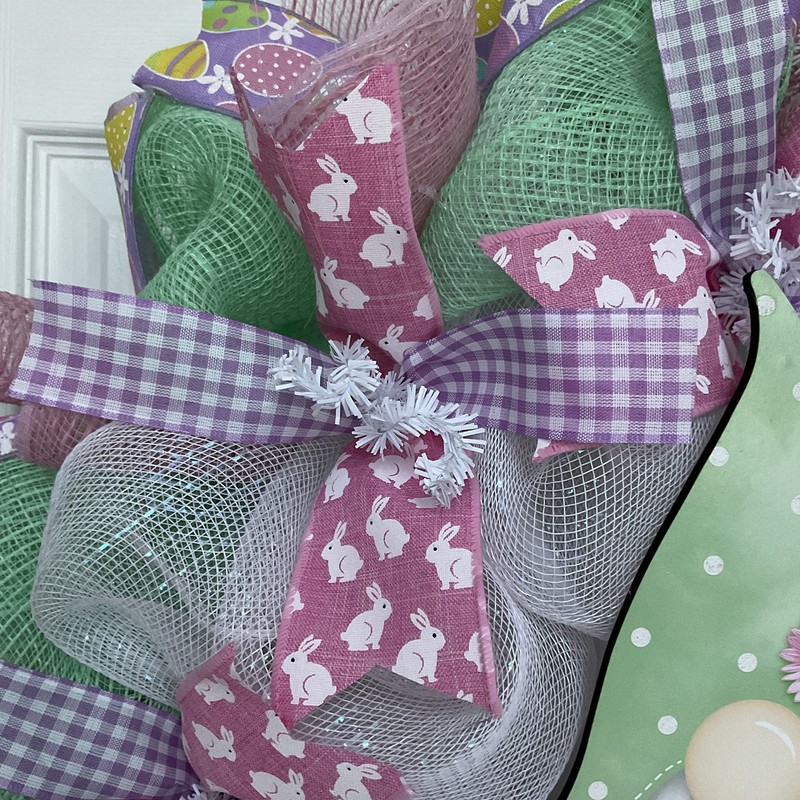 Happy Easter Gnome Handmade Deco Mesh Wreath