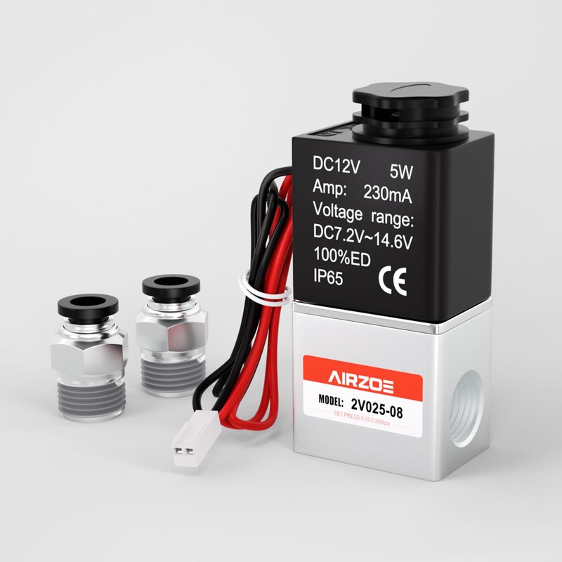 AIRZOE 1/4"NPT DC12V Solenoid Valve,2 Way Normally Closed Electric Solenoid