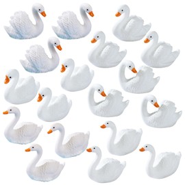 Loutas bowdee 18 Pcs Resin Swan Miniature Figurines Animals Model Fairy Garden Miniature Moss Landscape DIY Terrarium Crafts Ornament Accessories for Home Décor