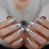 CoolNail Shiny Silver Metallic Long False Nail Tips Punk Metal
