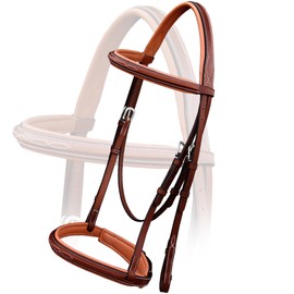 Exion English Hunter Bridle for Horses- Designer Stitched Browband & Hunter Noseband with Rubber Reins | Hunter Bridle for Horses