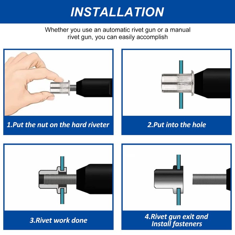 5/16"-18 Rivet Nuts - 30 Pcs Stainless Steel Rivnuts, Flat