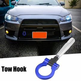 X AUTOHAUX Aluminum Alloy Track Racing Front Rear Bumper Screw on Tow Hook Trailer Ring Towing Tow Hook for Mitsubishi Lancer Evolution Evo x 10 Blue Round