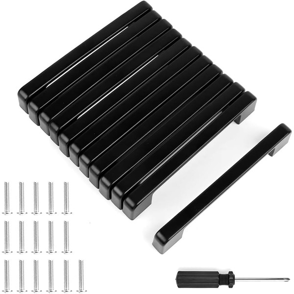 Pack of 12 Furniture Handles Black with Hole Spacing 128