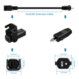 PKPOWER 6FT 2-Prong Extension Power Cord Cable Lead for KD Linear Actuator KDYJT003 KDYJT003-22 Changzhou Kaidi Electrical Recliner and Lift Sofa Chair Motor