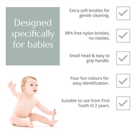 Wild & Stone Organic Baby Bamboo Toothbrush, Pack of 4, Soft Fibre Bristles, 100% Biodegradable Handle, BPA-Free, Vegan Environmentally Friendly Baby Toothbrushes (Baby Blue)