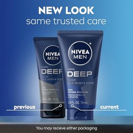 NIVEA MEN Deep Clean - Lavado facial y exfoliante con carbón natural, lavado facial exfoliante para hombres, elimina el exceso de aceite, suciedad e i