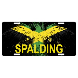 Fast Service Designs Jamaica Flag License Plate Jamaican Eagle Emblem Spalding