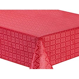 Oilcloth Tablecloth Washable Square Embossed 140 x 200 cm Red
