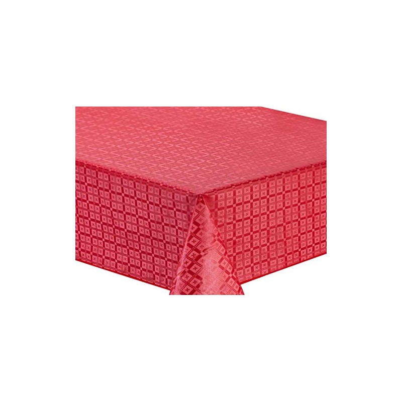 Oilcloth Tablecloth Washable Square Embossed 140 x 200 cm Red