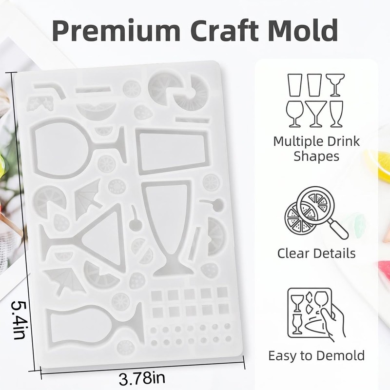 Cups Design Resin Molds Silicone Cocktail Glass Reusable Lemon