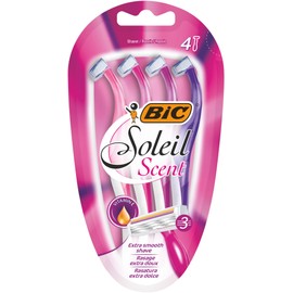 BIC Soleil Scent - Maquinilla de afeitar de 3 hojas con tira lubricante para un afeitado suave y mango de fácil agarre, paquete de 4