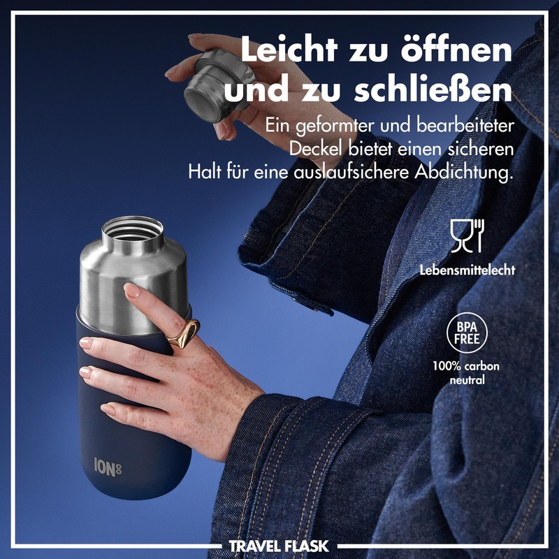 ION8 Vacuum Insulated ThermoShield Bottle for Hot or Cold Drinks,