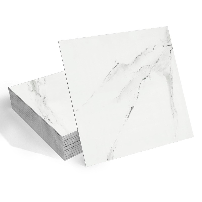 Wallderful 20 Pack Marble Peel and Stick Floor Tile White