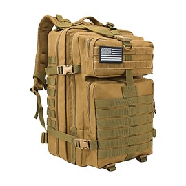 WOLT | Tactical Backpack for Men 45L Military Molle Backpack Large 3 Day Assault Pack Rucking Backpack for Hiking Survival(Khaki)