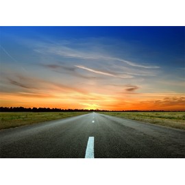 CORFOTO Fabric 10x8ft Sunset Road Backdrop Road Trip Backdrop for Photography Highway Nature Landscape Background Travel Birthday Party Baby Shower Banner Men Kids Photoshoot Prop