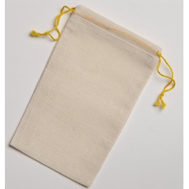Cotton Muslin Bags 3.25x5 Inch Yellow Double Drawstring 100 Count Pack