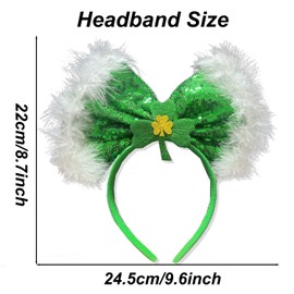 Tagberoy St Patricks Day Headbands for Women, Green shamrock Bow Headband for St Patrick Day Accessories