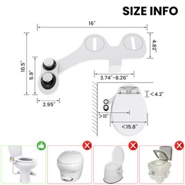 Terapaton RV Bidet Toilet Seat Attachment, RV Bidet for Camper Toilet with Dual Nozzles, Multi-Mode Cleaning, Non-Electric, Adjustable Water Pressure | Upgrade RV Toilet in Minutes (White Knob)