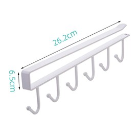 THETAG Cup Holder, Cupboard Insert Under Cabinet Hanging Rack Cupboard Insert Cup Holder Hooks No Drilling for 6 Cups, 1 Piece (White)