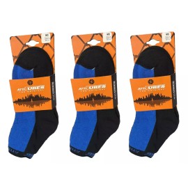 Attitubes Lot 3 Pairs Attitubes Black Blue Crew Footie Ankle Socks M Men 5-9 Women 6-10