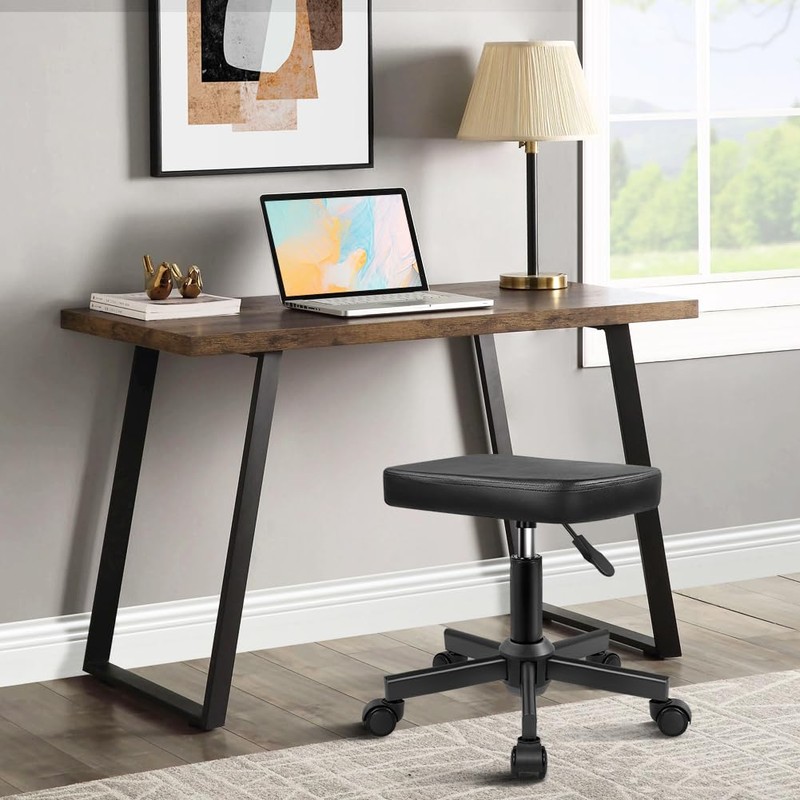 WKWKER Rolling Stool Height Adjustable 360° Swivel Stool with Wheels
