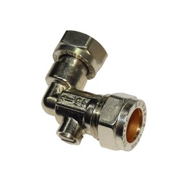 hep® 15mm Service Valve Elbow 1/2" Inc. Washer Chrome Angle Isolation Valve