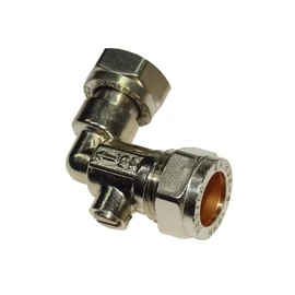 hep® 15mm Service Valve Elbow 1/2" Inc. Washer Chrome Angle Isolation Valve