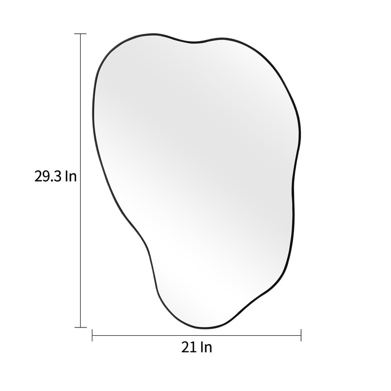 POZINO Asymmetrical Mirror, Black Irregular Mirror, Morden Unique Cloud Shaped