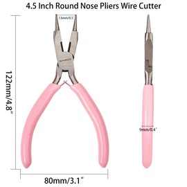 SUNNYCLUE 4.5 Inch Round Nose Pliers Wire Cutter 4-in-1 Mini Precision Pliers Wire Bending Pliers Side Cutter Tools for DIY Jewelry Making Pink