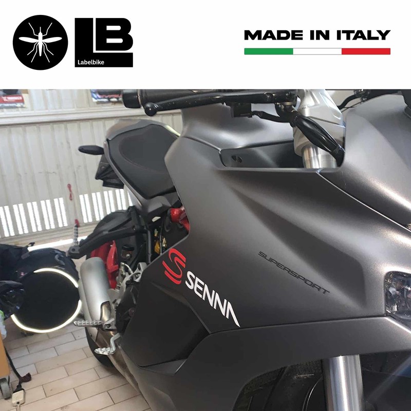 labelbike - 2 pre-spaced Stickers written ''Senna'' compatible with Ducati
