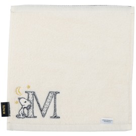 Tsujiseru Snoopy Mini Towel 25cm Initial M Embroidered White