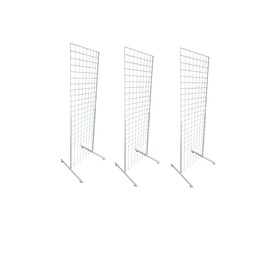 Only Hangers Heavy Duty 2' x 5.5' Gridwall Art Display Panel with EZ Slide-On Grid Legs - No Hardware or Tools Required - No Screws, Nuts, or Washers. (White Set of 3)
