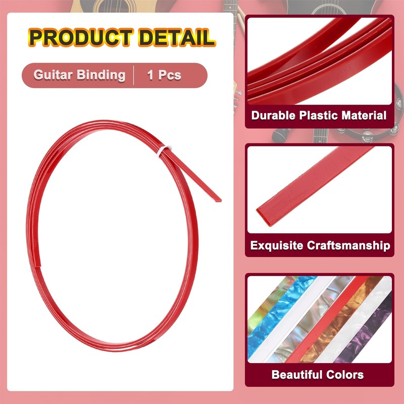 sourcing map 1 Pcs Guitar Binding Purfling Strips, 1650x5x1.5mm Plastic