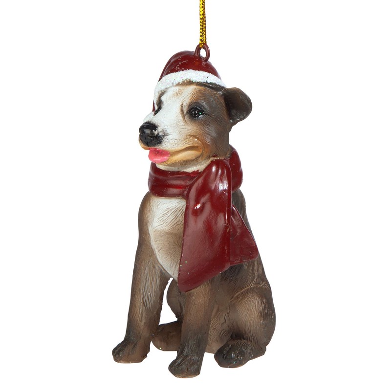 Design Toscano Pitbull Holiday Dog Ornament Sculpture, Full Color