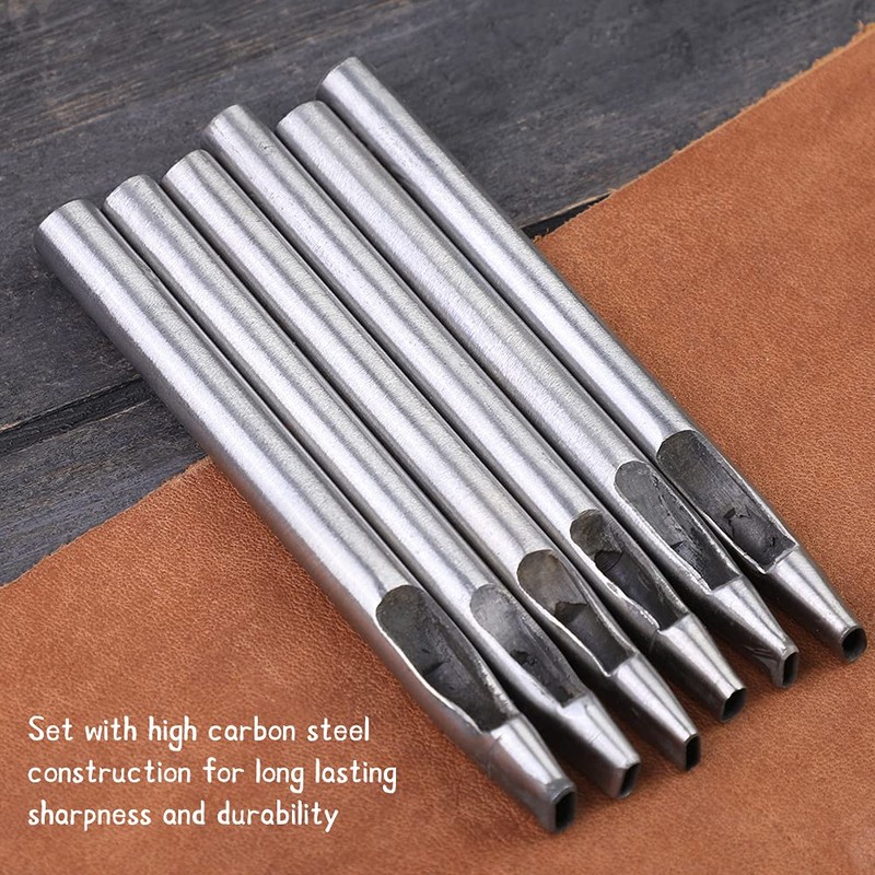 6 Pcs Oval Leather Punch Tools, Oval Leather Punch Set,