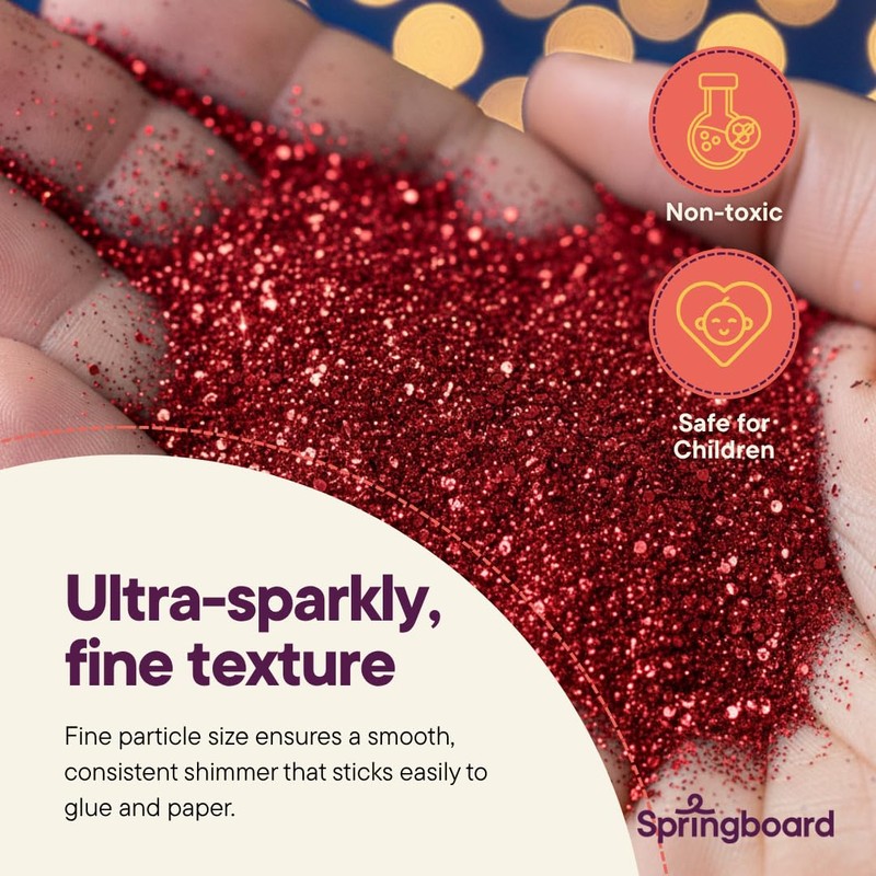 Springboard 100g Red Craft Glitter Shaker Pot, Bright Decorative Glitter