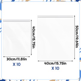 20Pcs Large Ziplock Bags for Clothes,40×50 CM,30×40 CM Large Travel Clothes Storage Bags Clear Seal Zip Lock Bag Waterproof Luggage Organiser Resealable Plastic Bag for Storing Clothing