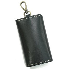 NM Element Men's Vintage Trifold Key Case, Genuine Leather, Carabiner, leather black