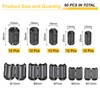 QUARKZMAN 60pcs 5 Sizes Clip-on Ferrite Ring Core, Ferrite Beads